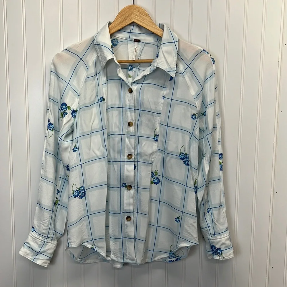 Free People Window to‎ My Heart Button Down Sz S